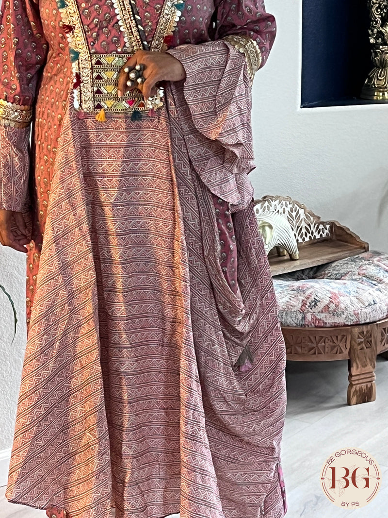Dress with dhoti style and bell sleeves