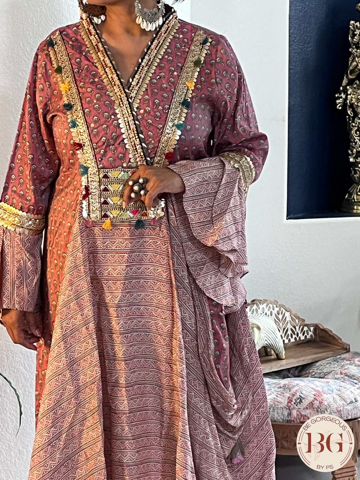 Dress with dhoti style and bell sleeves