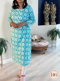 Cotton kurti in gorgeous firozi color