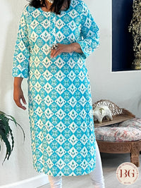 Cotton kurti in gorgeous firozi color