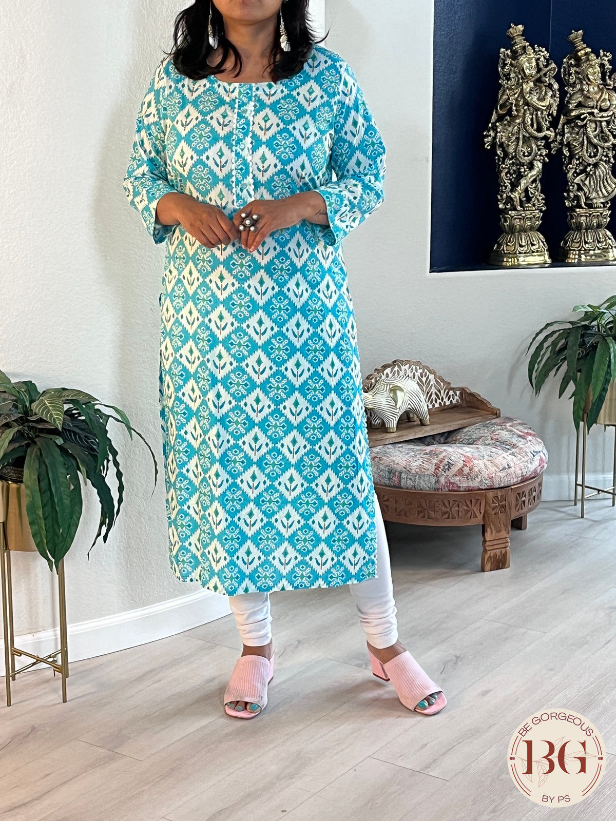 Cotton kurti in gorgeous firozi color