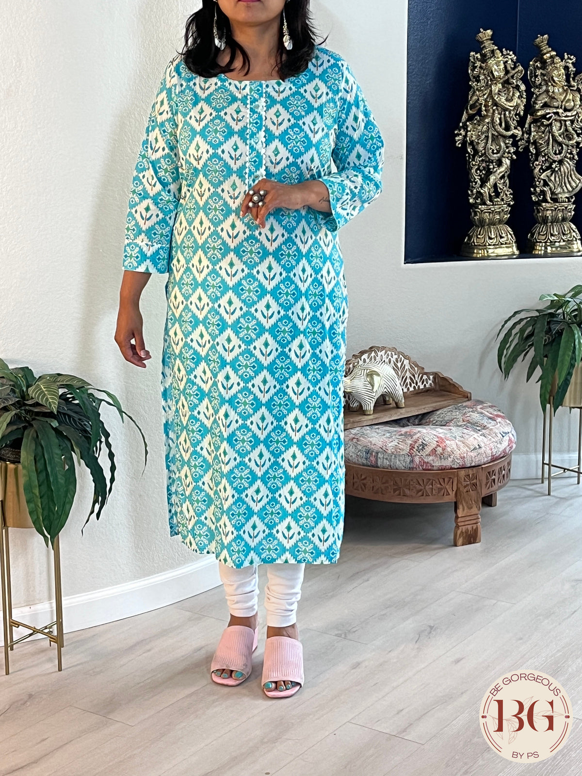 Cotton kurti in gorgeous firozi color