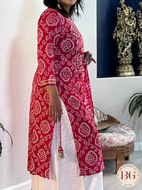 3-piece flared palazzo set with full size tie dye dup;atta and bandhani prints