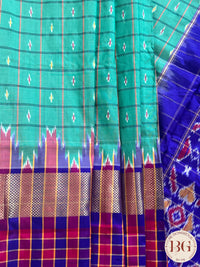 Pochumpally ikkat Pure silk handloom saree color - green