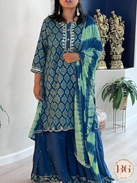 Garara Set in gorgeous Blue color with gota work and comfortable cotton fabric