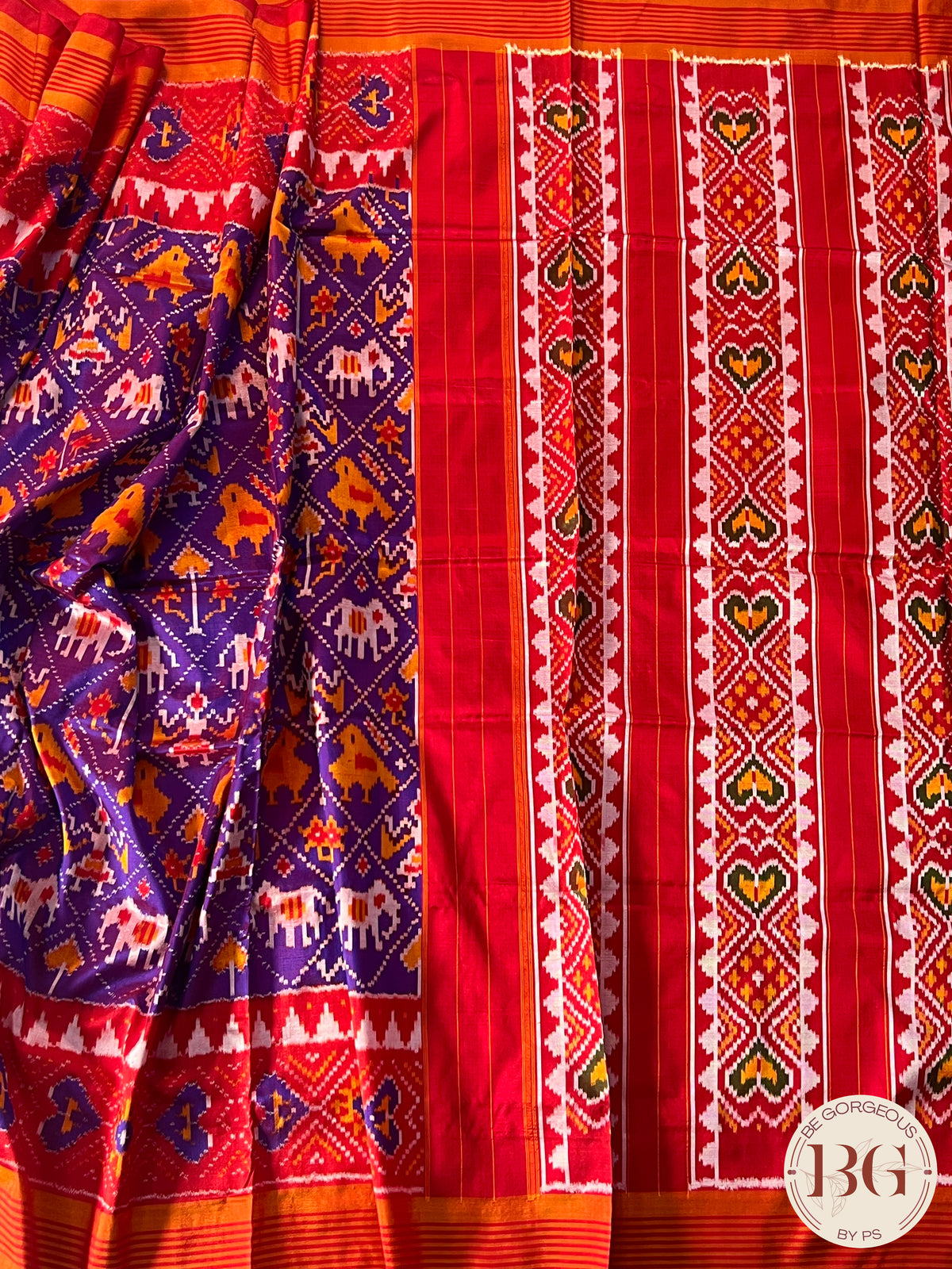 Pochumpally ikkat Pure silk handloom saree color - purple