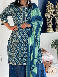 Garara Set in gorgeous Blue color with gota work and comfortable cotton fabric