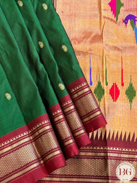 Paithani Pure Silk Handloom Saree - Green