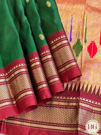 Paithani Pure Silk Handloom Saree - Green