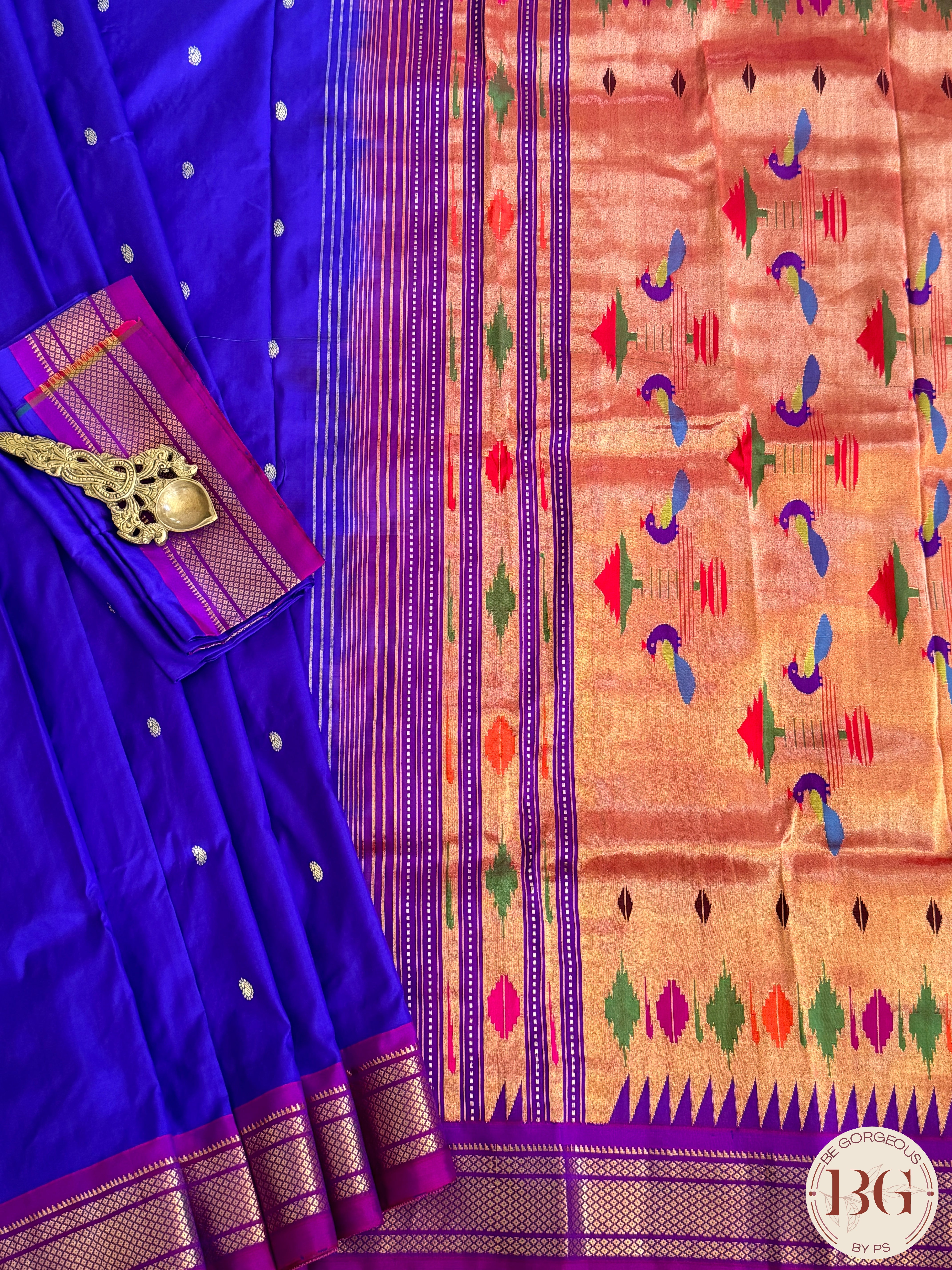 Paithani Pure Silk Handloom Saree - Blue