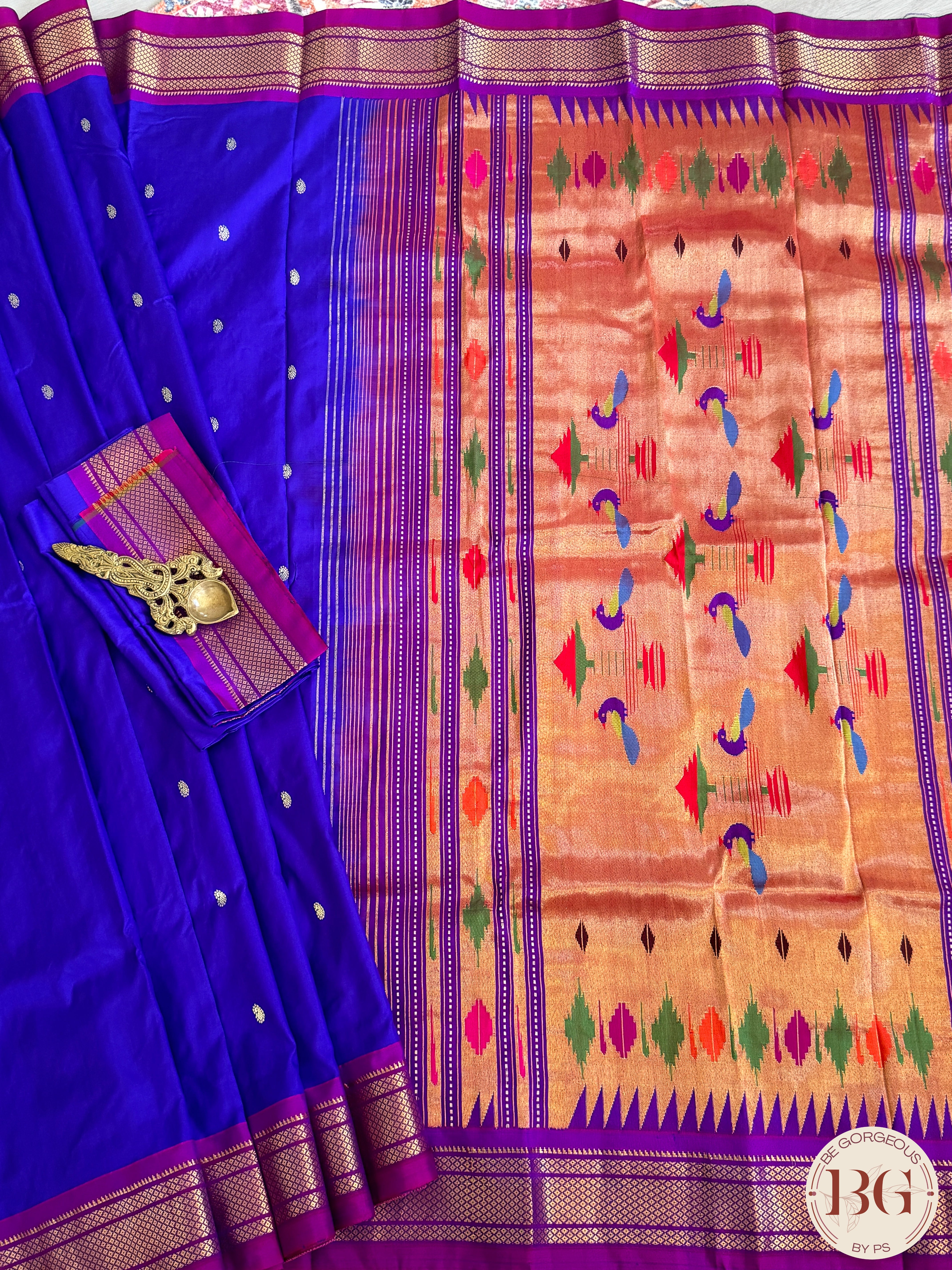 Paithani Pure Silk Handloom Saree - Blue