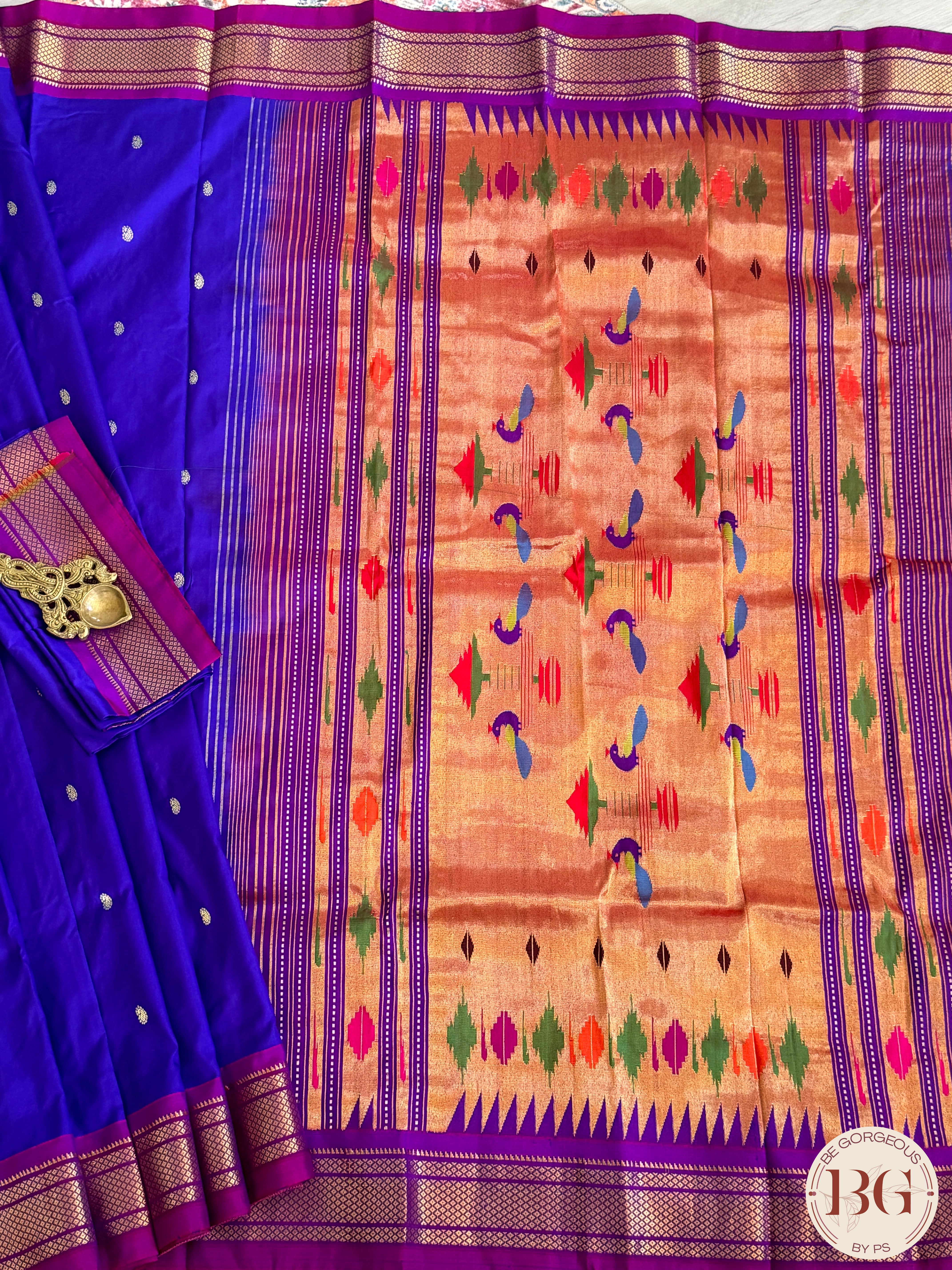 Paithani Pure Silk Handloom Saree - Blue