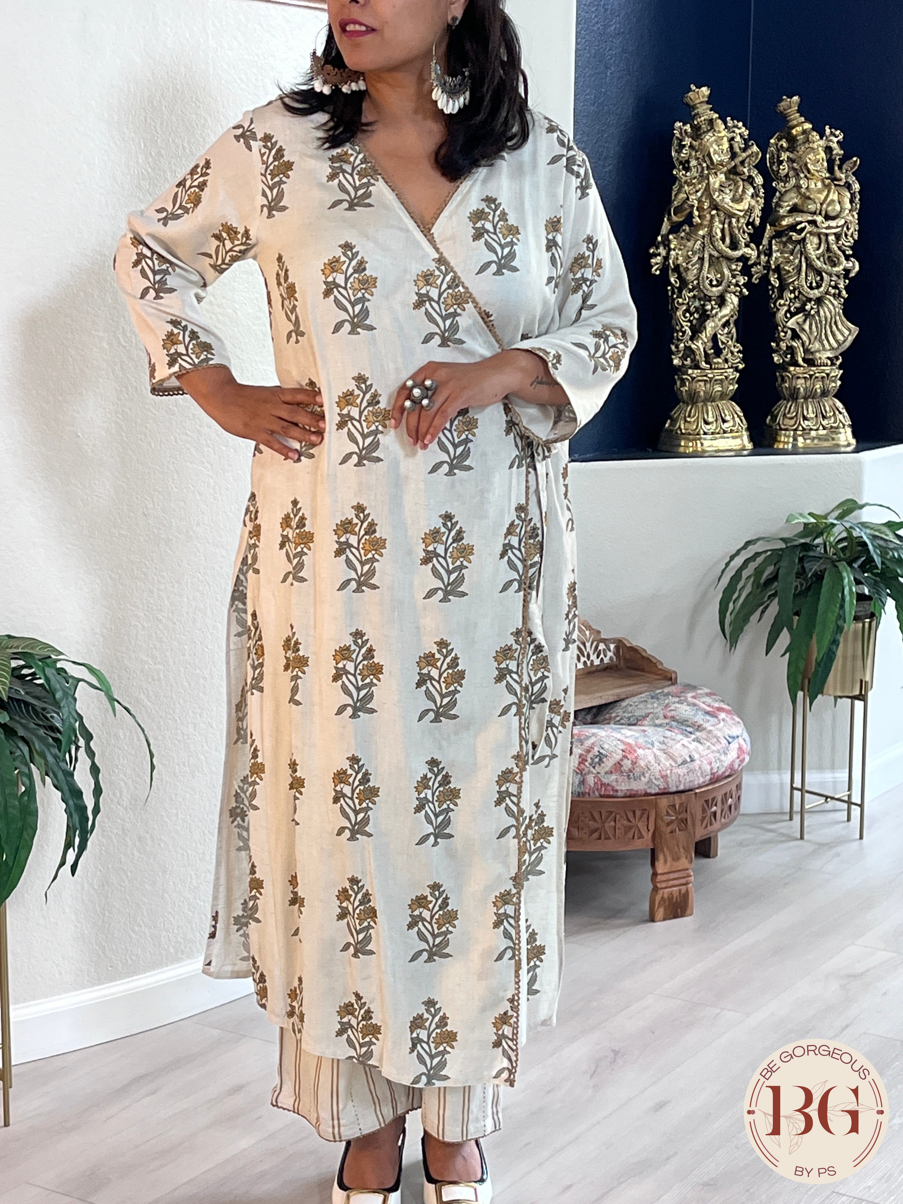 Palazzo set angrakha style in off white color