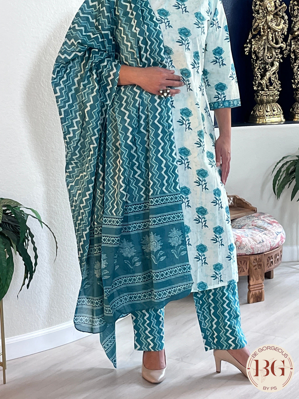 3-piece cotton suit set with dupatta