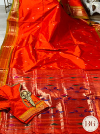 Handloom paithani pure silk saree color - orange