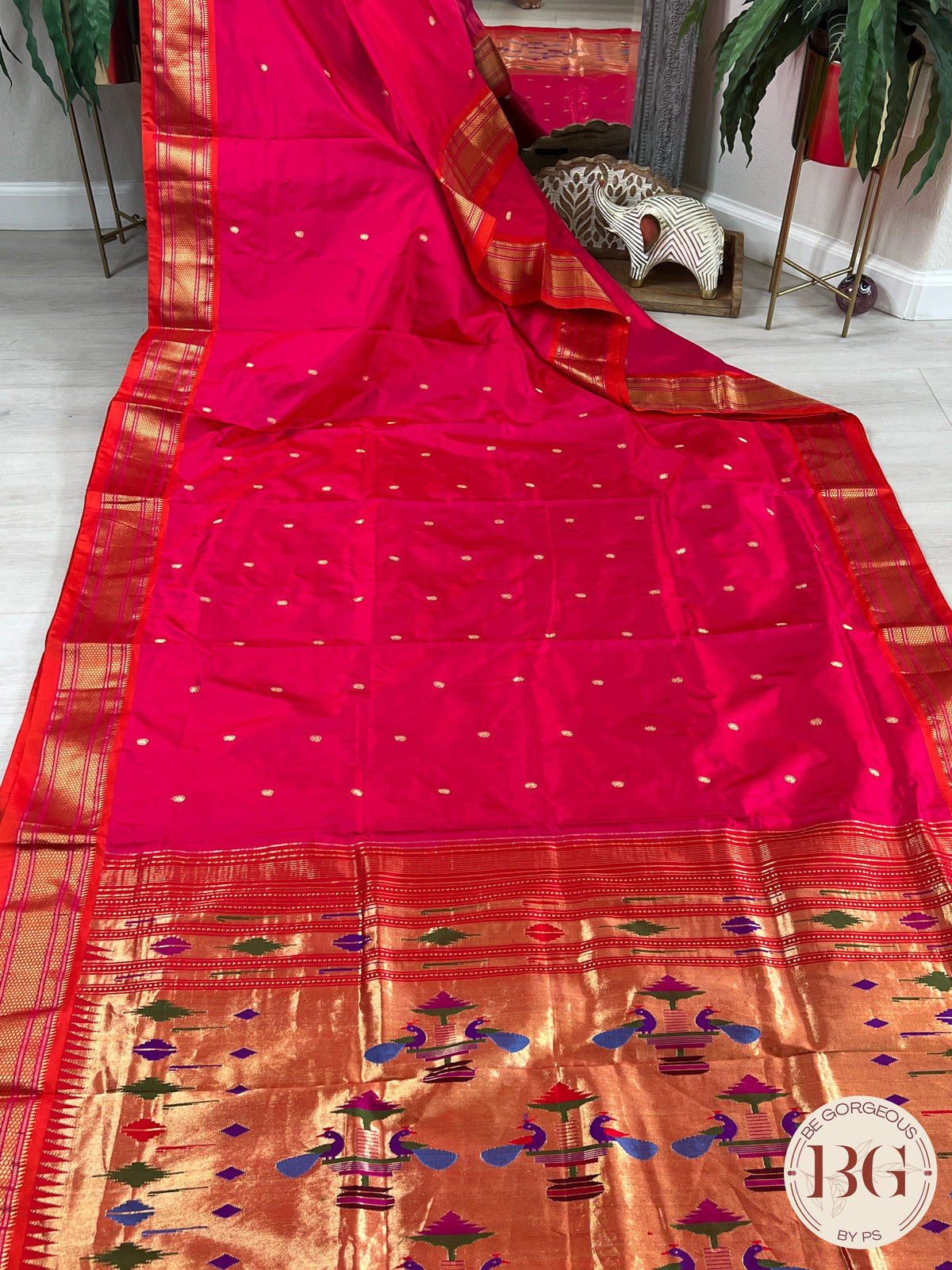 Handloom paithani pure silk saree color - pink