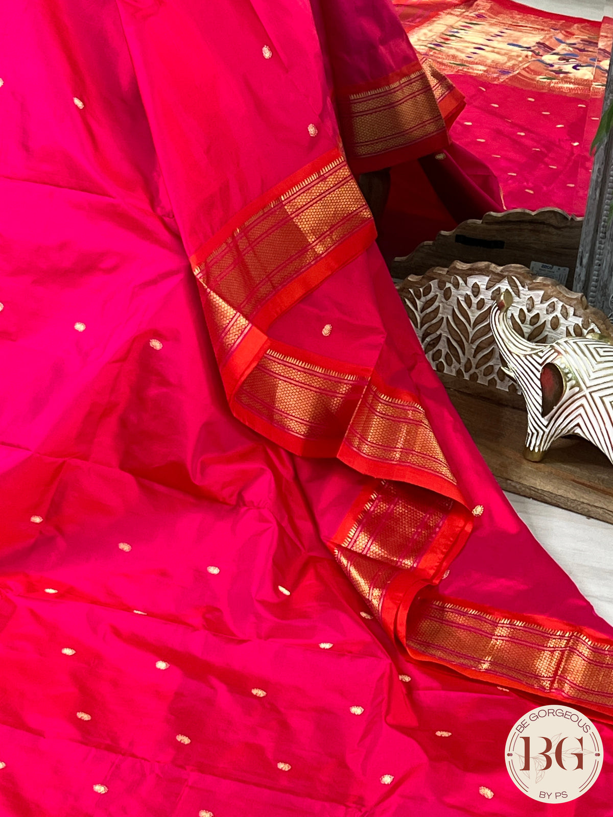 Handloom paithani pure silk saree color - pink