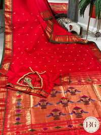 Handloom paithani pure silk saree color - red