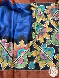 Tussar Katha Saree color - blue