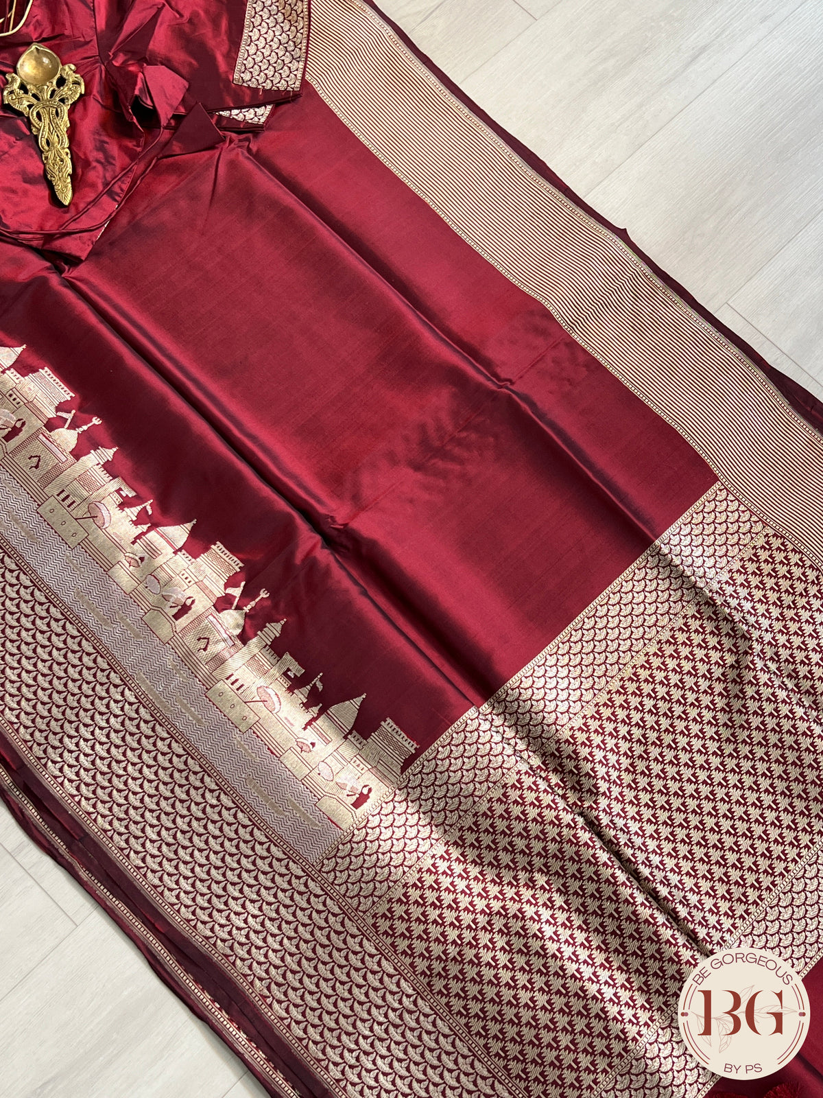 Banarasi Ganga ghat Pure silk- silkmark certified saree saree color - maroon