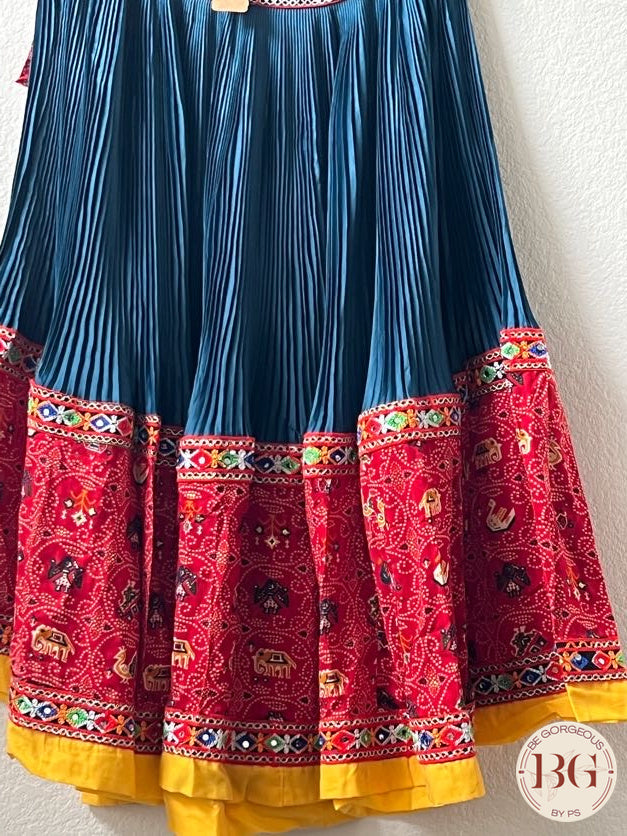 Crush cotton Rayon silk skirt skirt color - turqoise blue