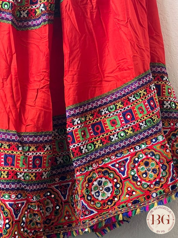 Kutch work Lehenga navratri lehenga color - orange