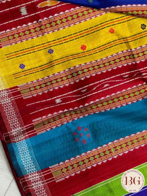 Berhampuri Double pallu pure silk handloom saree - Mustard