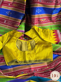 Berhampuri Double pallu pure silk handloom saree - Mustard