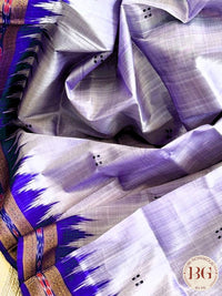 Khadua pure silk ikkat handloom saree - Grey Purple