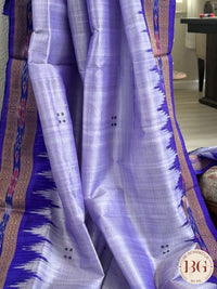 Khadua pure silk ikkat handloom saree - Grey Purple