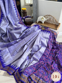 Khadua pure silk ikkat handloom saree - Grey Purple