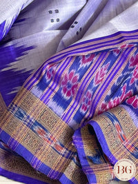 Khadua pure silk ikkat handloom saree - Grey Purple