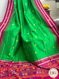 Sambalpuri Nilchakra Jaganath pure silk handloom saree - Green Megenta