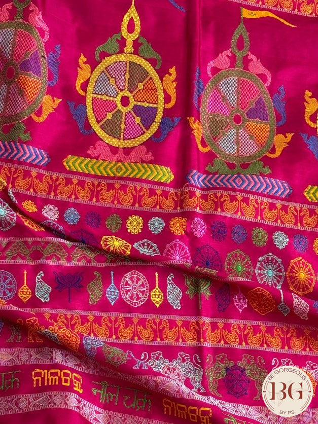 Sambalpuri Nilchakra Jaganath pure silk handloom saree - Green Megenta