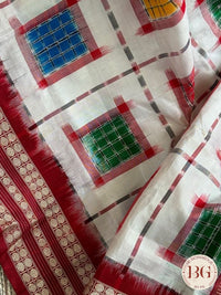 Sambalpuri Double Ikkat Ashwini silk handloom saree color - white