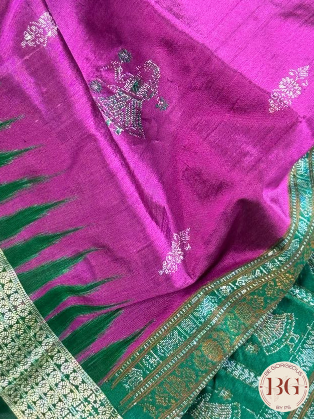 Bomkai handloom silk sambalpuri dolls saree color - pink