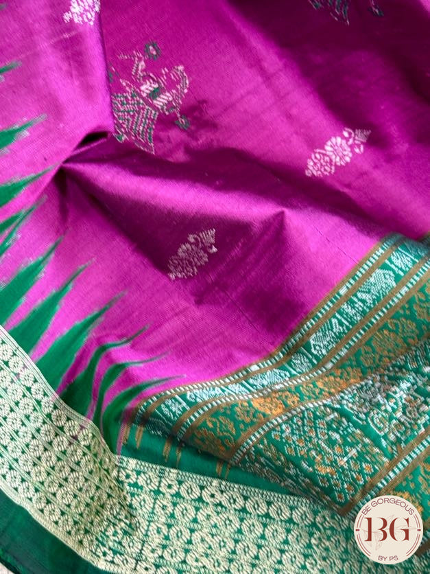 Bomkai handloom silk sambalpuri dolls saree color - pink