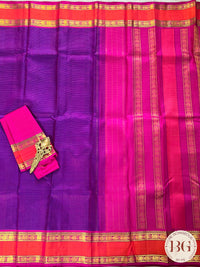 Pure Kanjeevaram Silk handloom saree color - purple pink