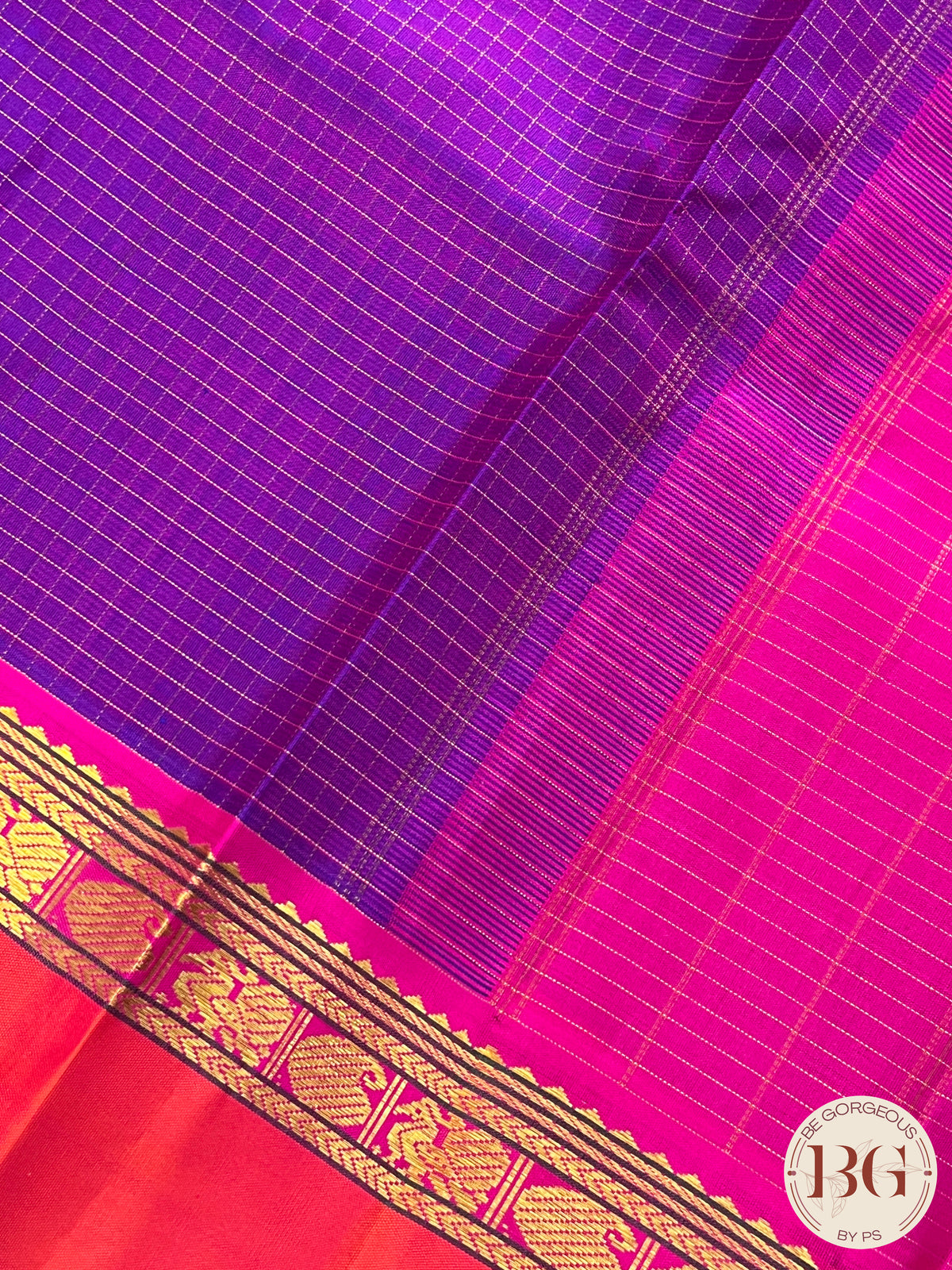 Pure Kanjeevaram Silk handloom saree color - purple pink