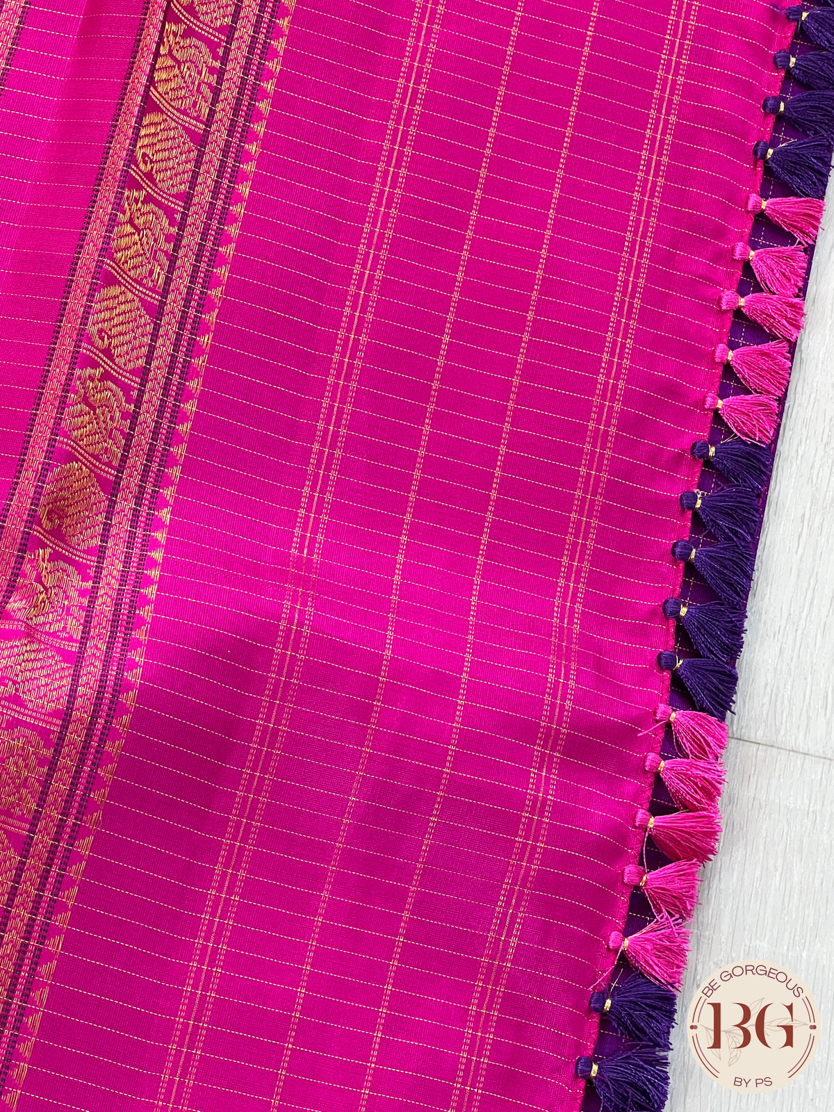 Pure Kanjeevaram Silk handloom saree color - purple pink