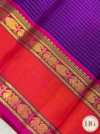 Pure Kanjeevaram Silk handloom saree color - purple pink