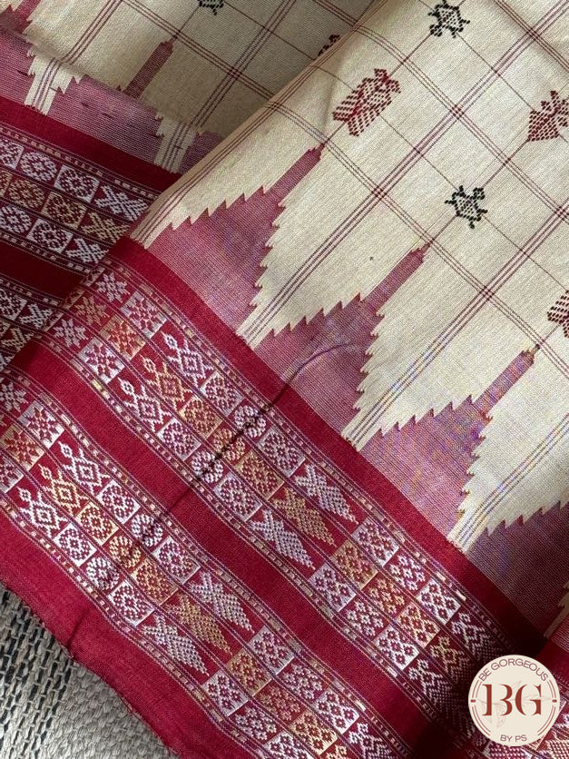 Tussar Silk Hazar butti handloom pure silk saree - Beige