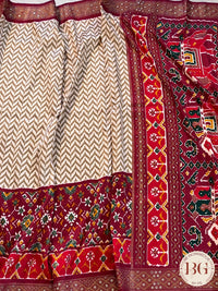 Soft silk patola saree with hathi pallu saree color - red