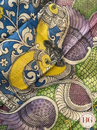 Pen Kalamkari on tussar silk - Black