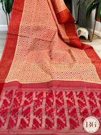 Cotton Jamdani saree color - beige red