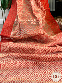 Cotton Jamdani saree color - beige red