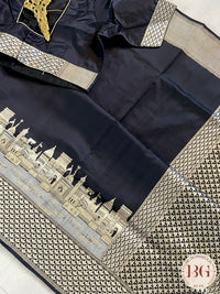 Banarasi Ganga ghat Pure silk handloom- silkmark certified saree color - black