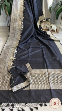 Banarasi Ganga ghat Pure silk handloom- silkmark certified saree color - black