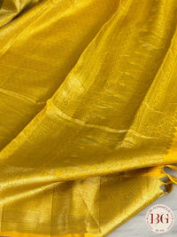 Kanjeevaram pen kalamkari saree on pure handloom silk - Yellow