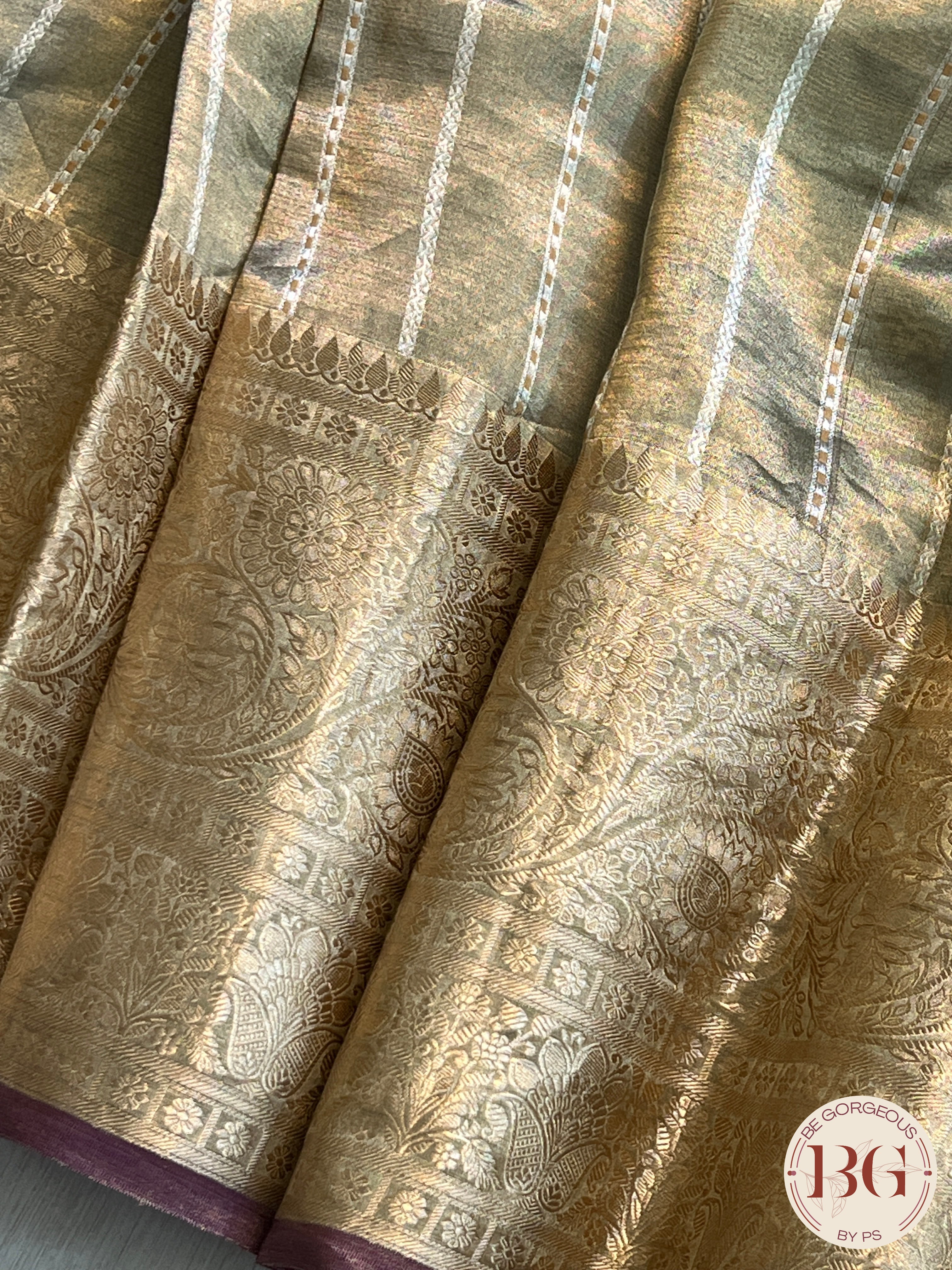 Banarasi Tissue Silk Saree, silk mark certified color - golden